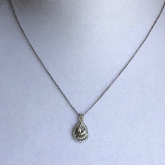N Hallmark Silver CZ Teardrop Cluster Infinity Necklace - Picture 1 of 16